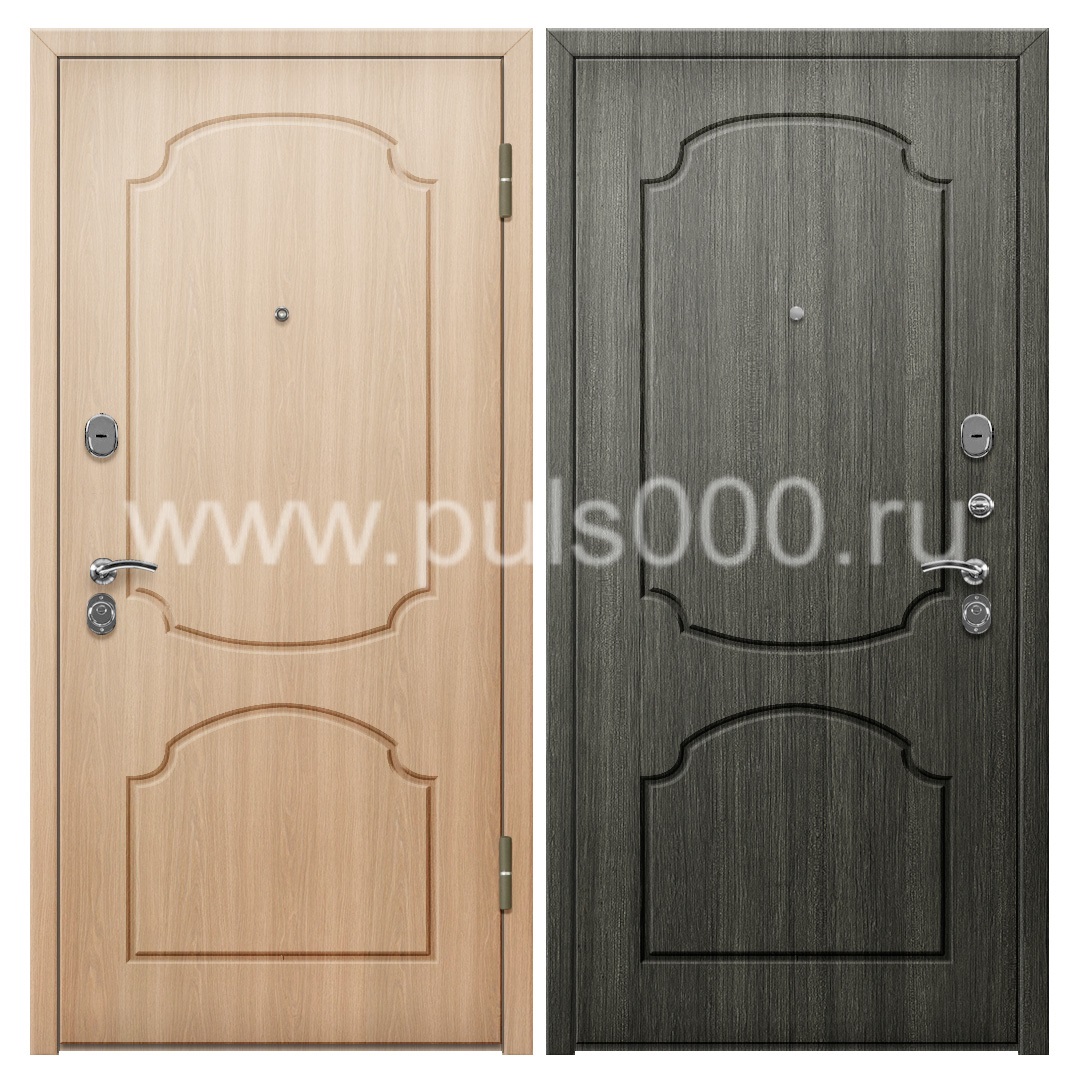 Входная дверь уличная с МДФ и шпонированным МДФ в коттедж MDF-200